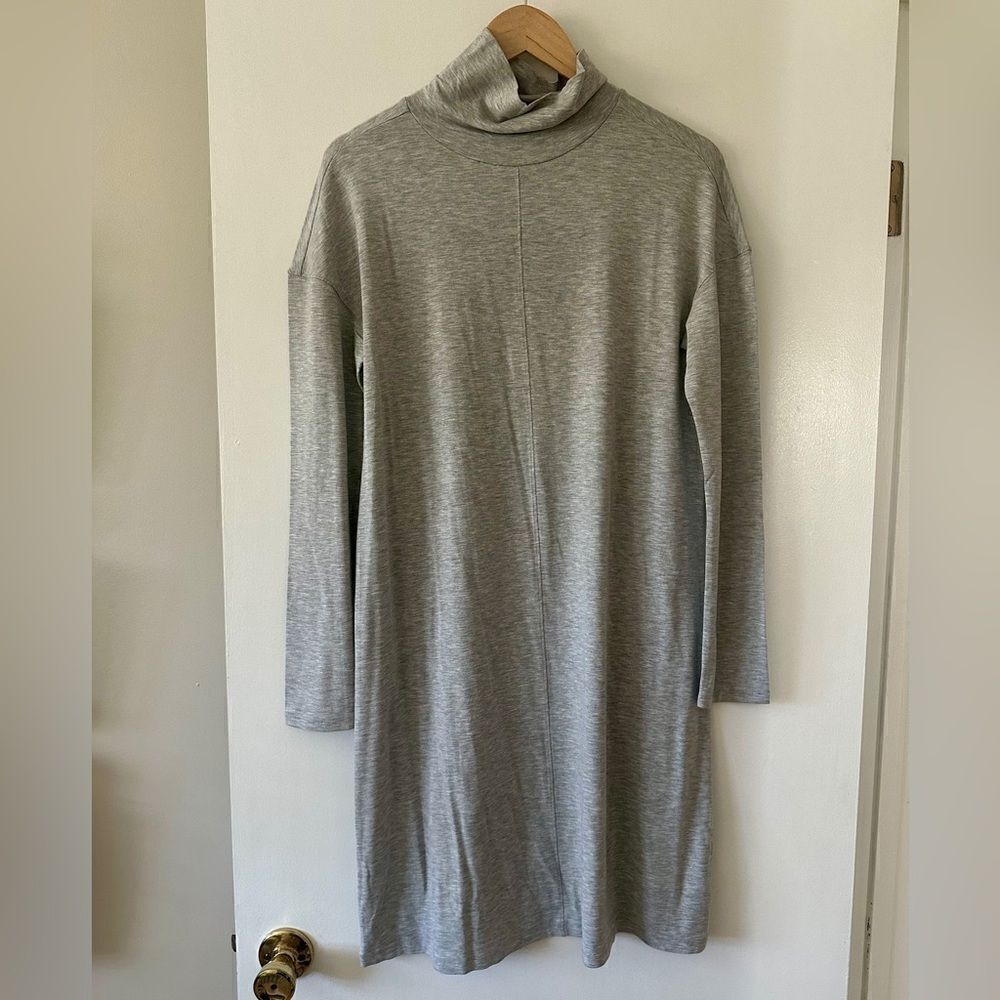 Cozy Daily Ritual light grey turtleneck dress, loose fit, cute with boots. L - Picture 1 of 4